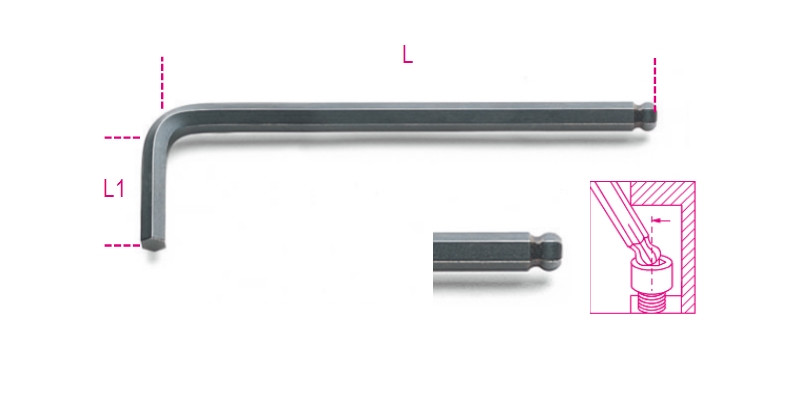 1,5 mm mm Hajlított gömbfejű imbuszkulcs, barnított